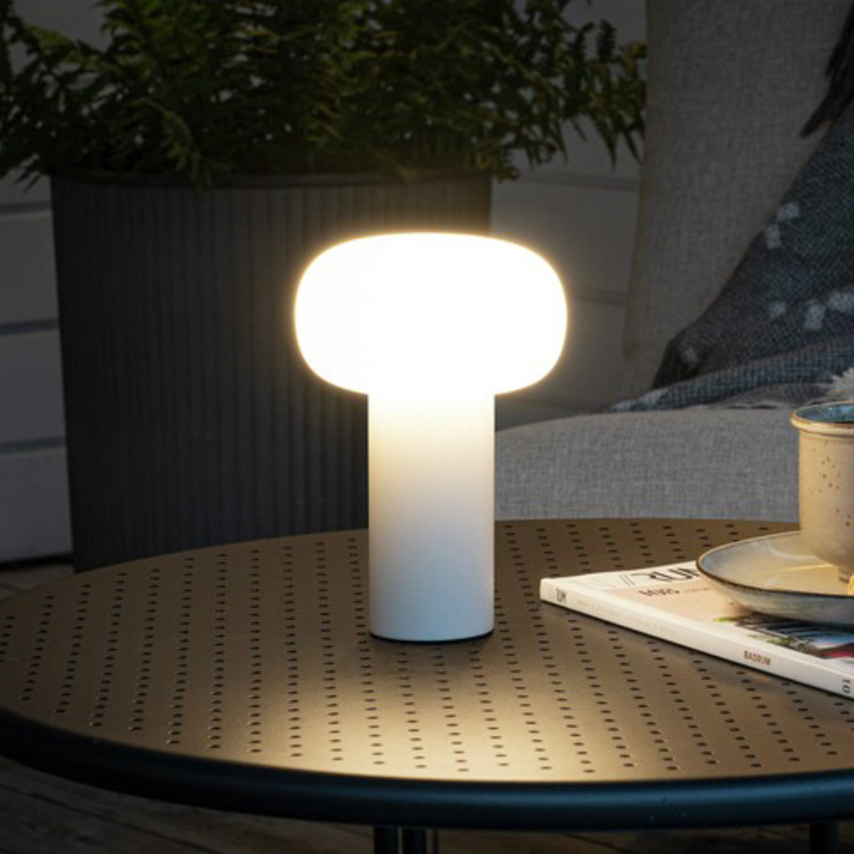 Antibes LED Tischleuchte Terrassenleuchte Akku RGBW Glas Aluminium weiß IP54 - 7318308262529