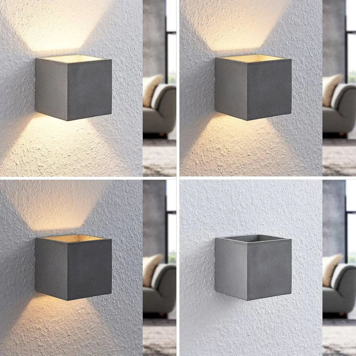 B-Ware Lindby Wandleuchte Wandlampe Led Beton Cataleya Grau Wohnbereich 11,5 Cm 3000 K - 4251096560411