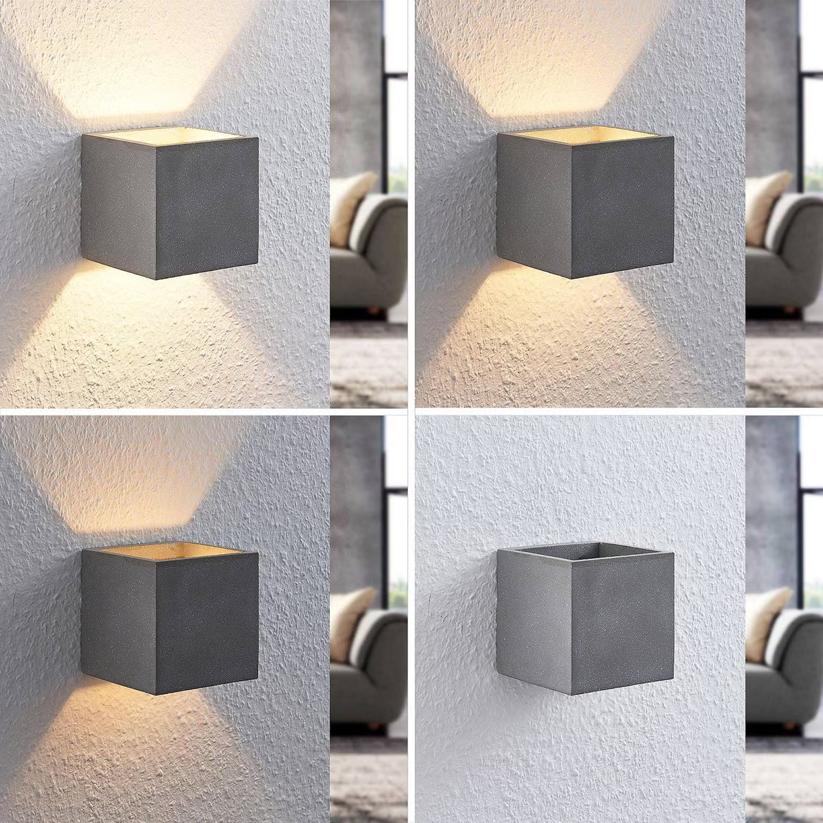 Lindby Wandleuchte Wandlampe LED Beton Cataleya Grau Wohnbereich 11,5 cm 3000 K - 4251096560411