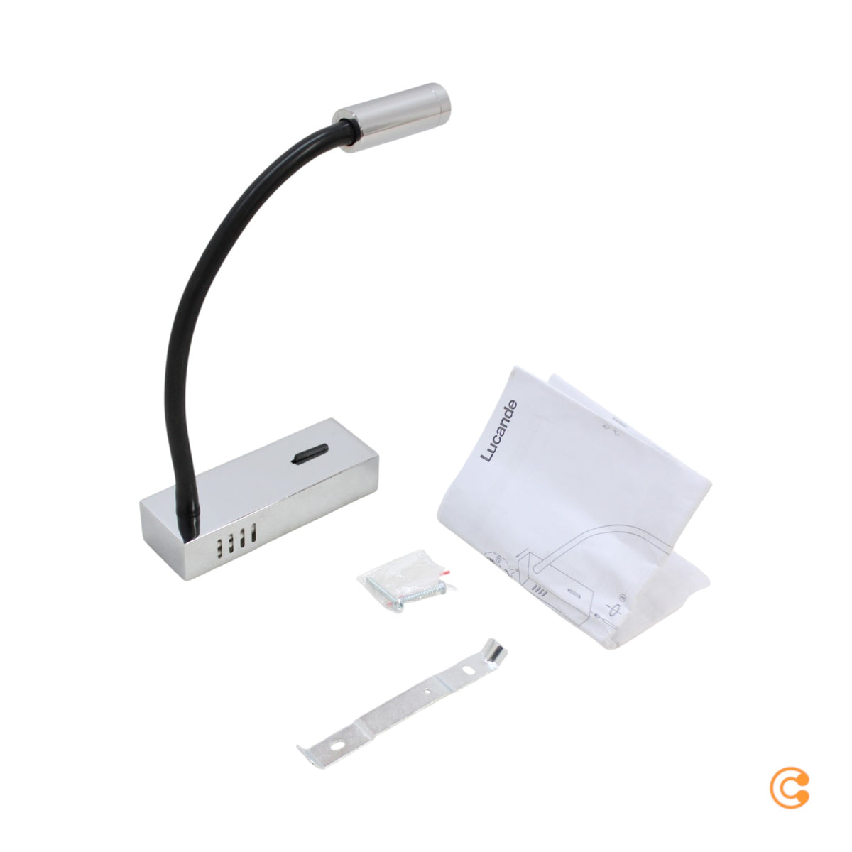 Lucande Wandleuchte Leselampe Bernardo LED Flexarm Silber Schwarz Leuchte Lampe - 4251096547757