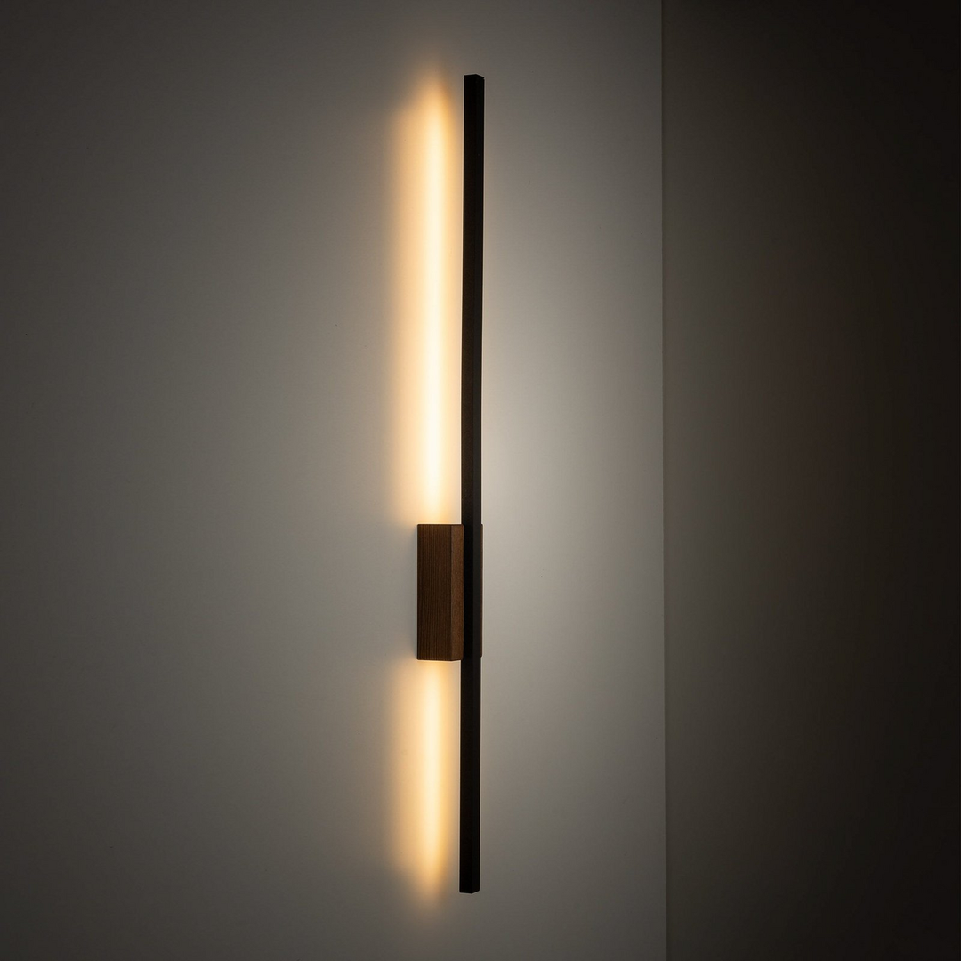 Flash Led Wandleuchte Leuchte Schwarz Nussbaum 79 Cm Holzlampe Beleuchtung Lampe B-Ware