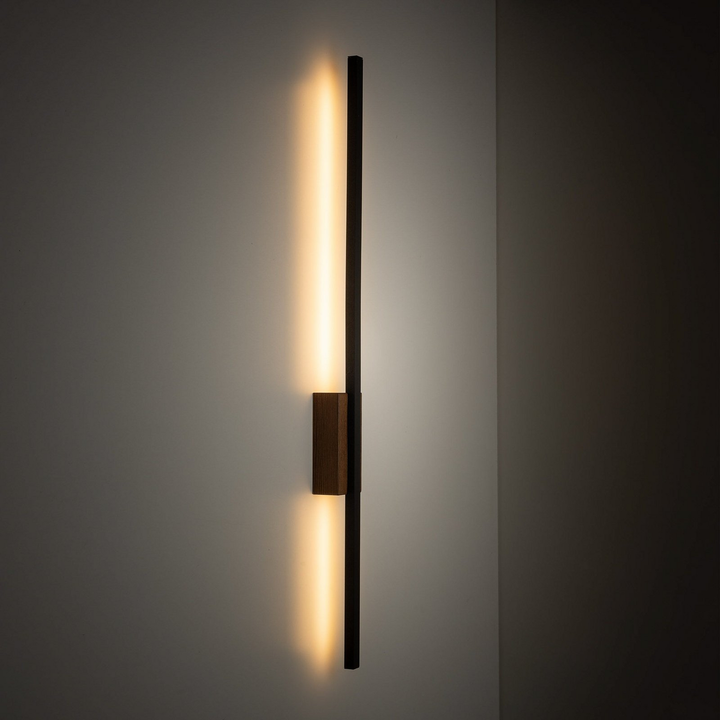 Flash Led Wandleuchte Leuchte Schwarz Nussbaum 79 Cm Holzlampe Beleuchtung Lampe B-Ware