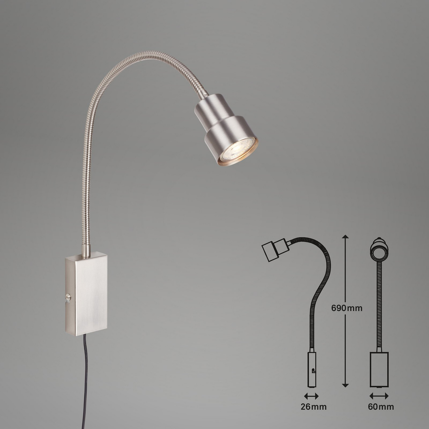 B-Ware Briloner Led Wandleuchte Tusi Mit Flexarm Nickel Wandlampe Lampe Leuchte Spot - 4002707407737