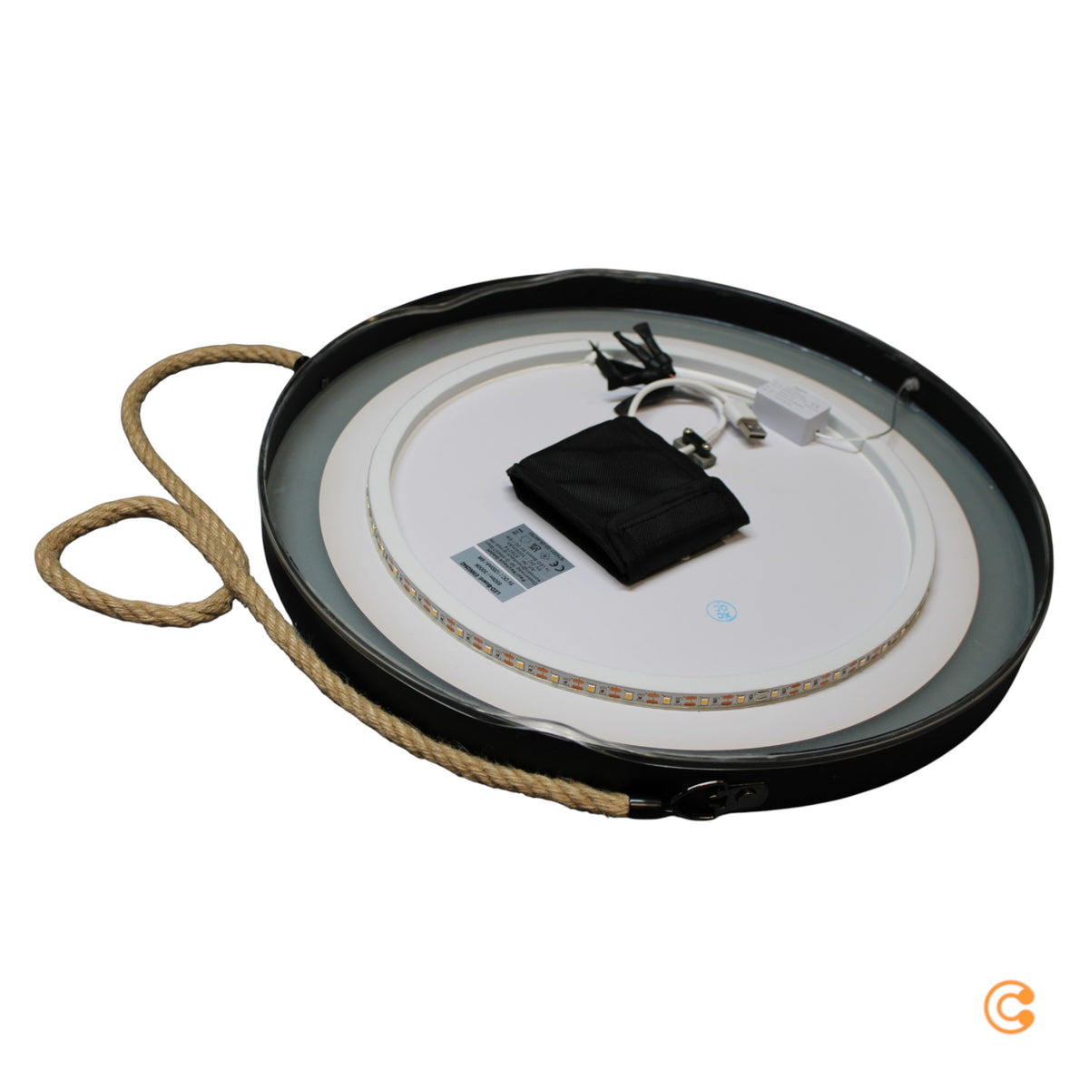 Paul Neuhaus Wandspiegel Spiegel LED Vidro Powerbank schwarz hängend Glas Metall - 4012248392140