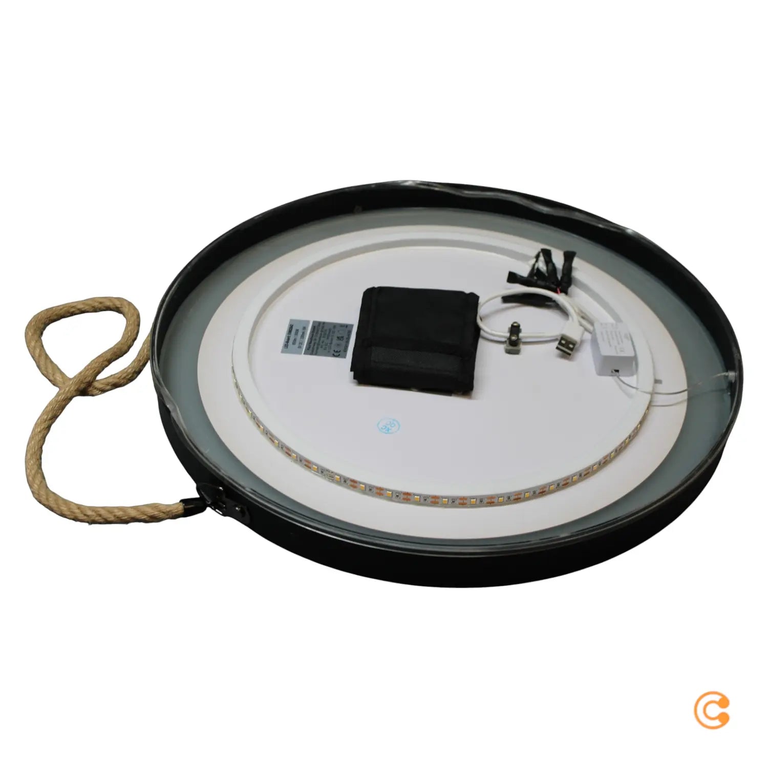 B-Ware Paul Neuhaus Wandspiegel Spiegel Led Vidro Powerbank Schwarz Hängend Glas Metall - 4012248392140