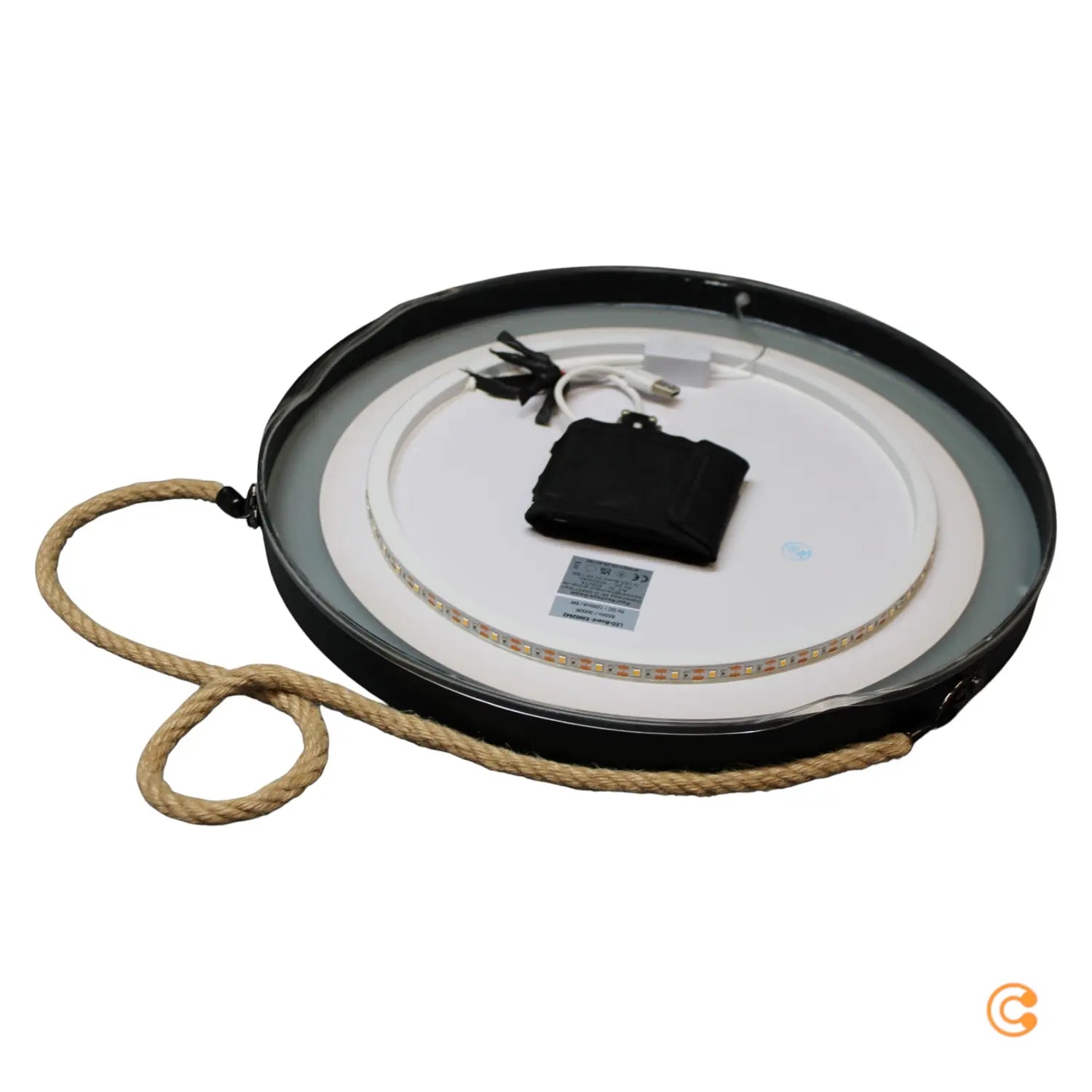 B-Ware Paul Neuhaus Wandspiegel Spiegel Led Vidro Powerbank Schwarz Hängend Glas Metall - 4012248392140