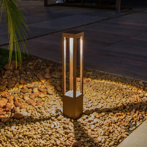 B-Ware Led Wegeleuchte Agra Wegelampe Außenlampe Rostbraun Aluminium Glas Höhe 65 Cm