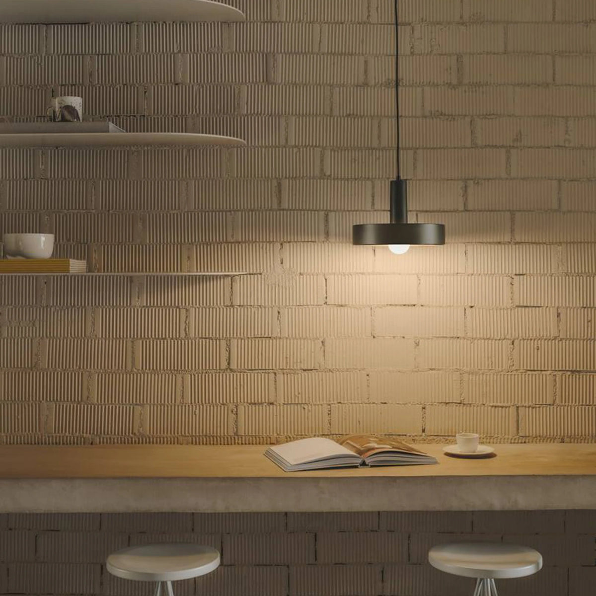 LEDS C4 Pendelleuchte Hängelampe Keops 1 braun matt Aluminium Wohnzimmer Ø 28 cm - 8445386732039