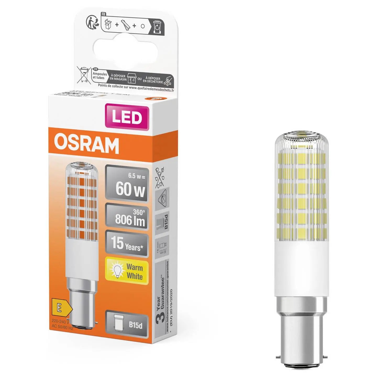 B-Ware Osram Led Lampe Glühbirne Leuchtmittel B15d Warmweiß Klar Batterieform 3 Stück - 4099854266706