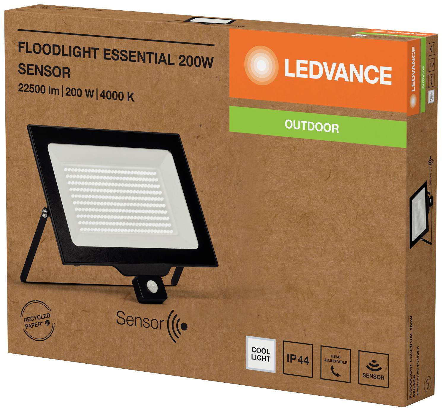 B-Ware Ledvance Led Flutlichtstrahler Sensor Licht 200 W 4000 K Schwarz Aluminium Lampe - 4058075831636