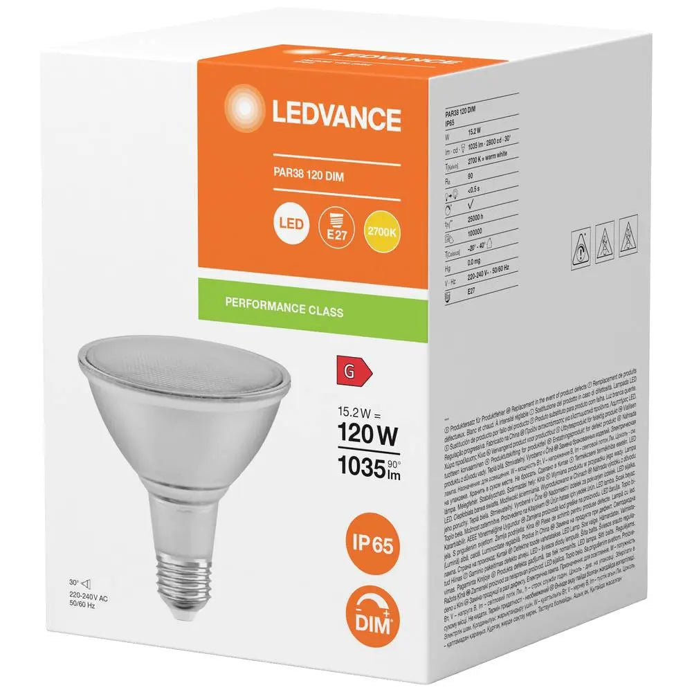 B-Ware Ledvance Reflektorlampe Led E27 Par38 Klar Warmweiß Dimmbar Glas 15,2 W 12 Stück - 4099854071270