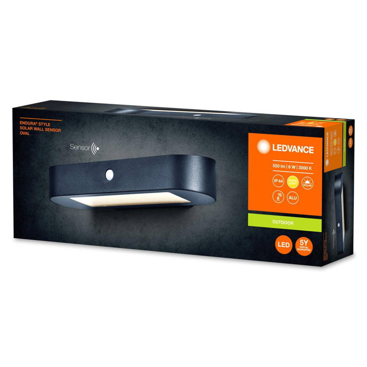 LEDVANCE Endura Style Solar Wandleuchte Wandleuchte Außenwandleuchte oval schwar - 4058075766228