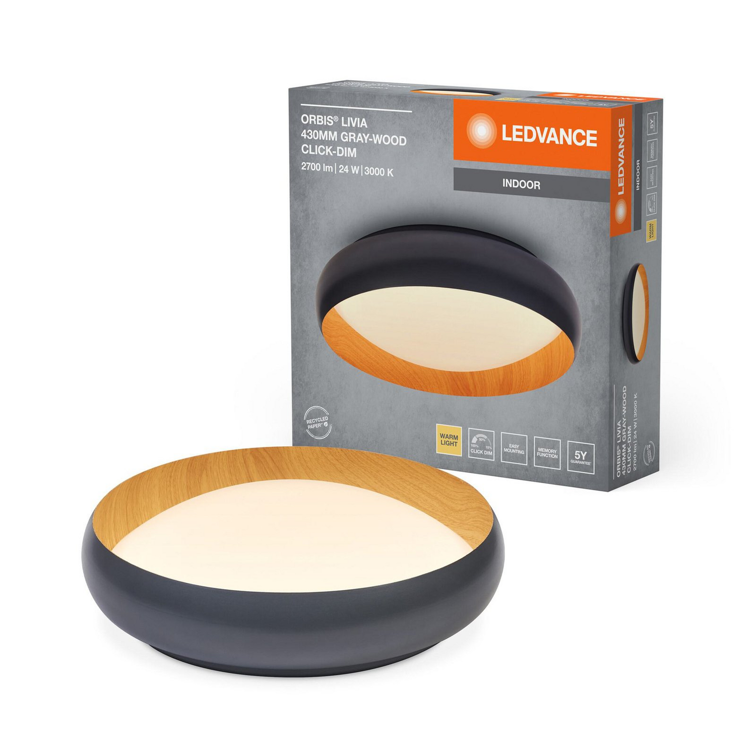 B-Ware Ledvance Led Deckenleuchte Lampe Orbis Livia Led Grau Metall 43 Cm Rund - 4099854284106