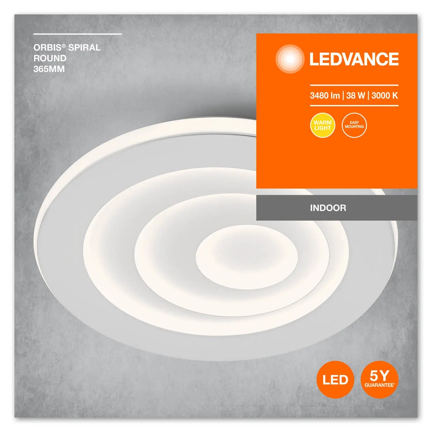B-Ware Ledvance Deckenleuchte Lampe Orbis Spiral Round Warmweiß 36,5 Cm Led Weiß 38 W - 4099854093357