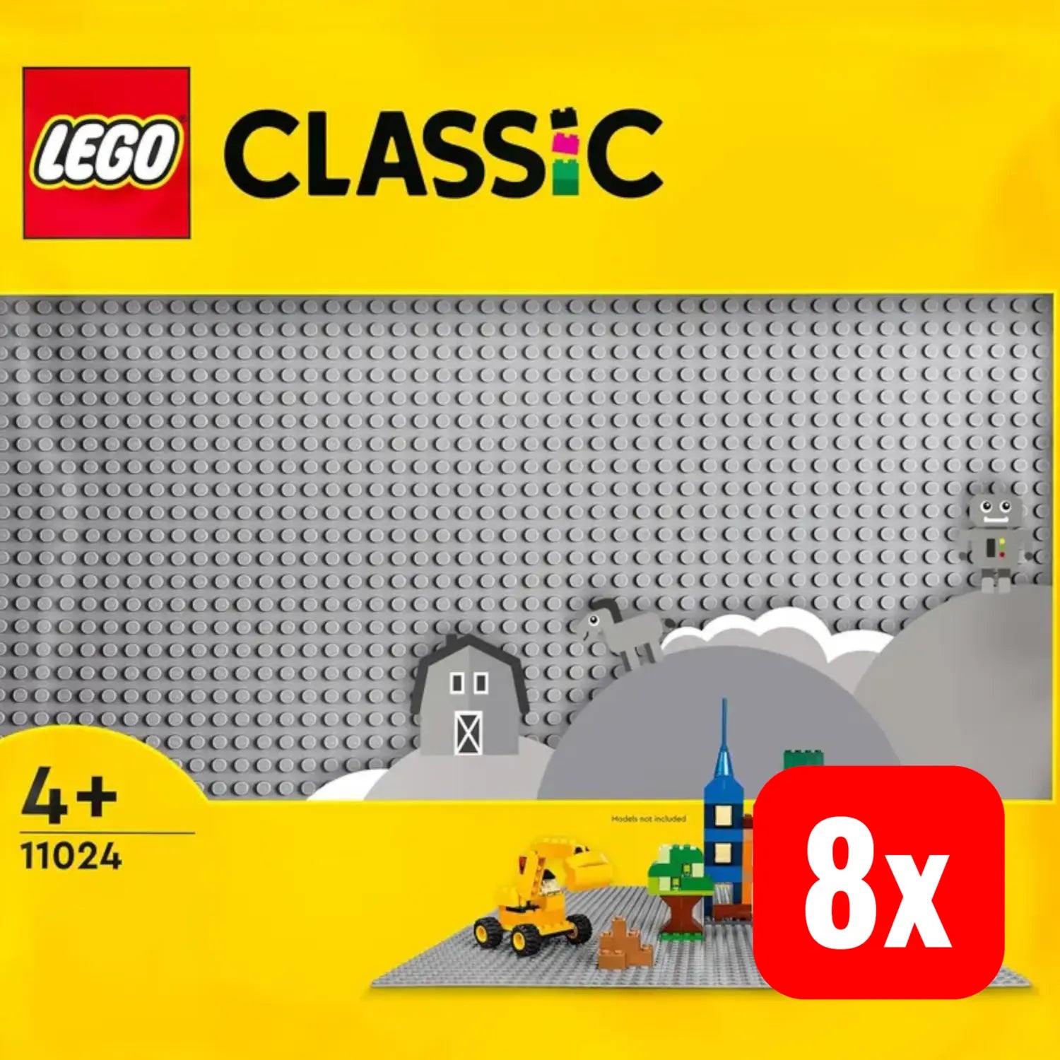 B-Ware Lego Classic 11024 Bauplatte Grundplatte Grau Konstruktionsplatte 8 Stück - 5702017185279