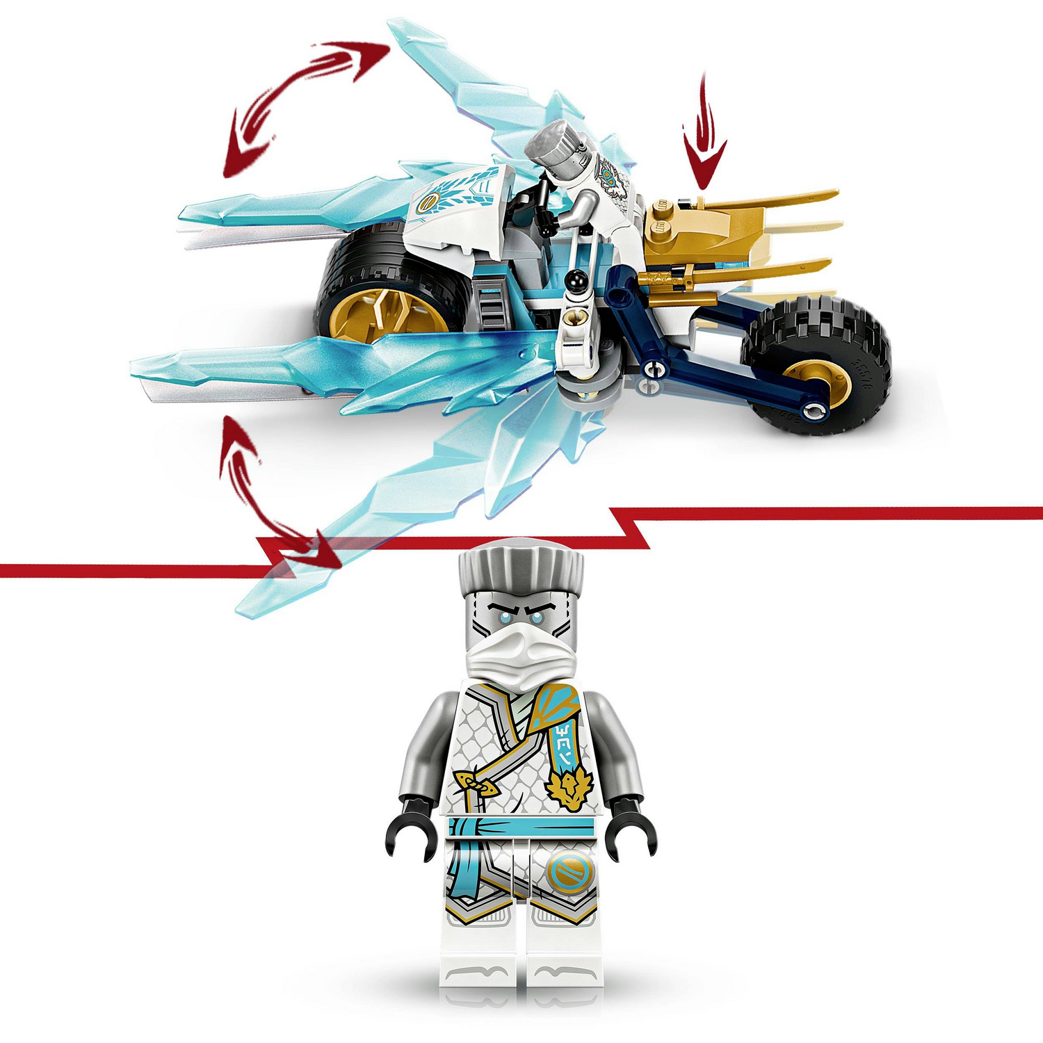 B-Ware Lego Motorrad Spielzeug Ninjago Zanes Eismotorrad Ninja 84 Teile Set 71816 - 5702017584591