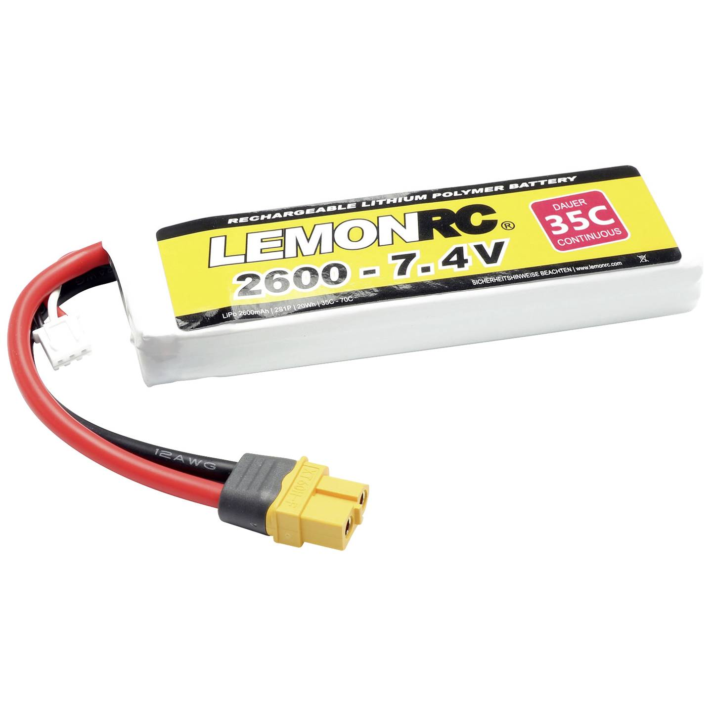 B-Ware Lemon Rc Akkupack Batterie Li Po 7.4 V 2600m Ah 2 Zellen Modellbau Softcase Xt60 - 4056534059997