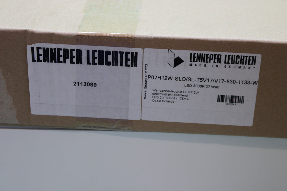 Lenneper Leuchten P07 LED Wandleuchte 37W 3000K opal Aluminium - 1