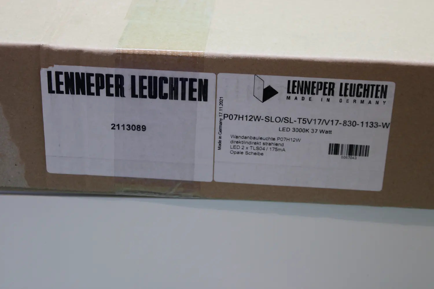 B-Ware Lenneper Leuchten P07 Led Wandleuchte 37 W 3000 K Opal Aluminium - 1