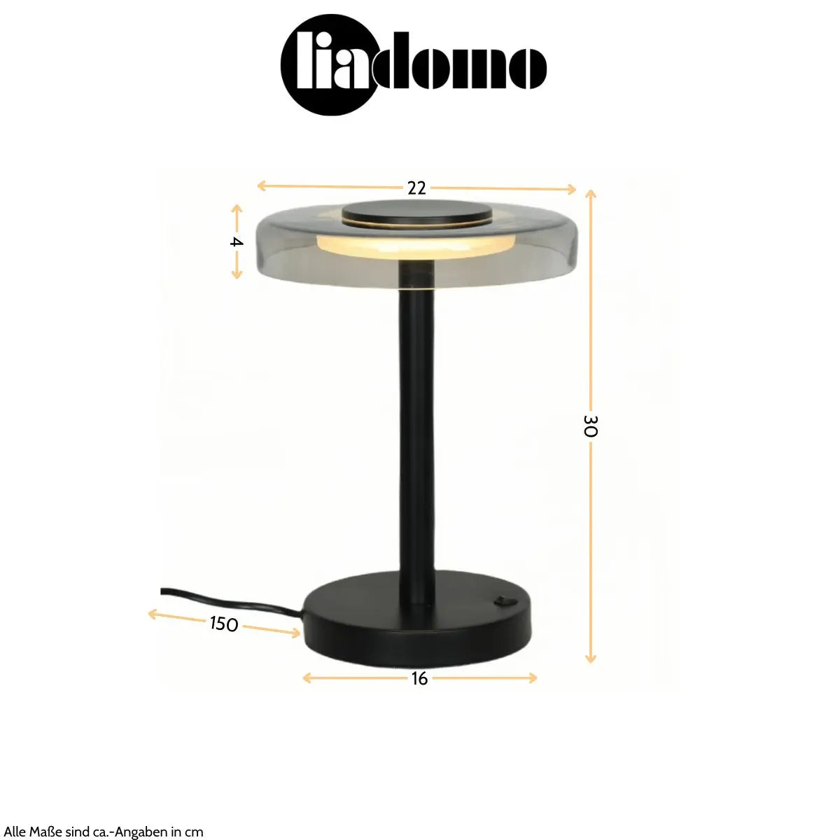 B-Ware Liadomo Tischleuchte Lampe Volos Led Glas Eisen Schwarz Transparent Opalweiß - 4252008714830