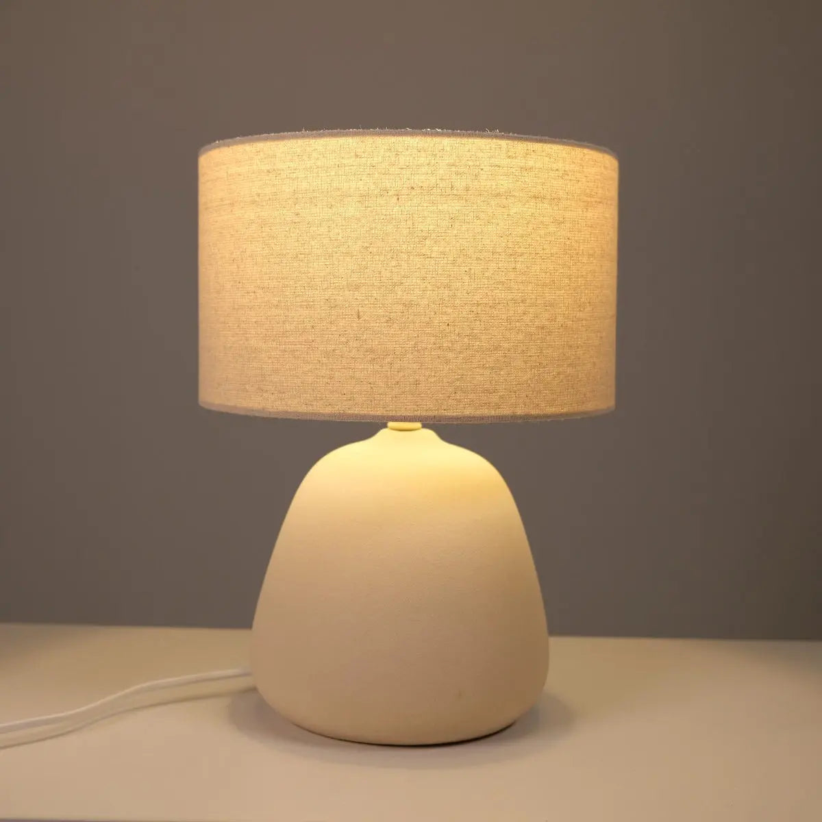 B-Ware Liadomo Tischleuchte Tischlampe Juna Weiß Keramik Stoff Modern Skandinavisch - 4252008714892