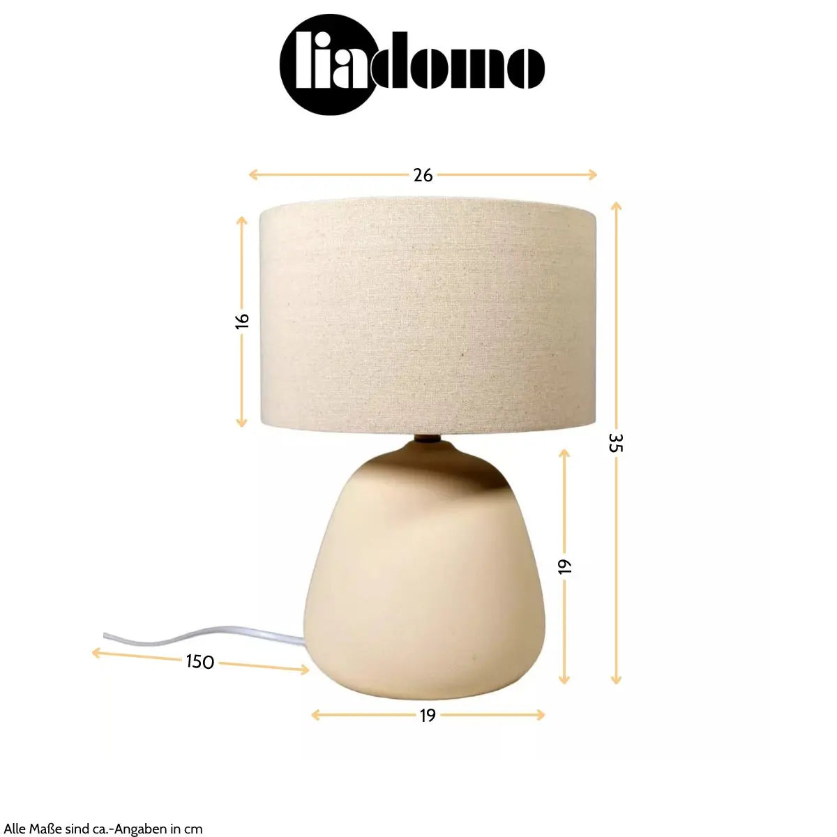 B-Ware Liadomo Tischleuchte Tischlampe Juna Weiß Keramik Stoff Modern Skandinavisch - 4252008714892