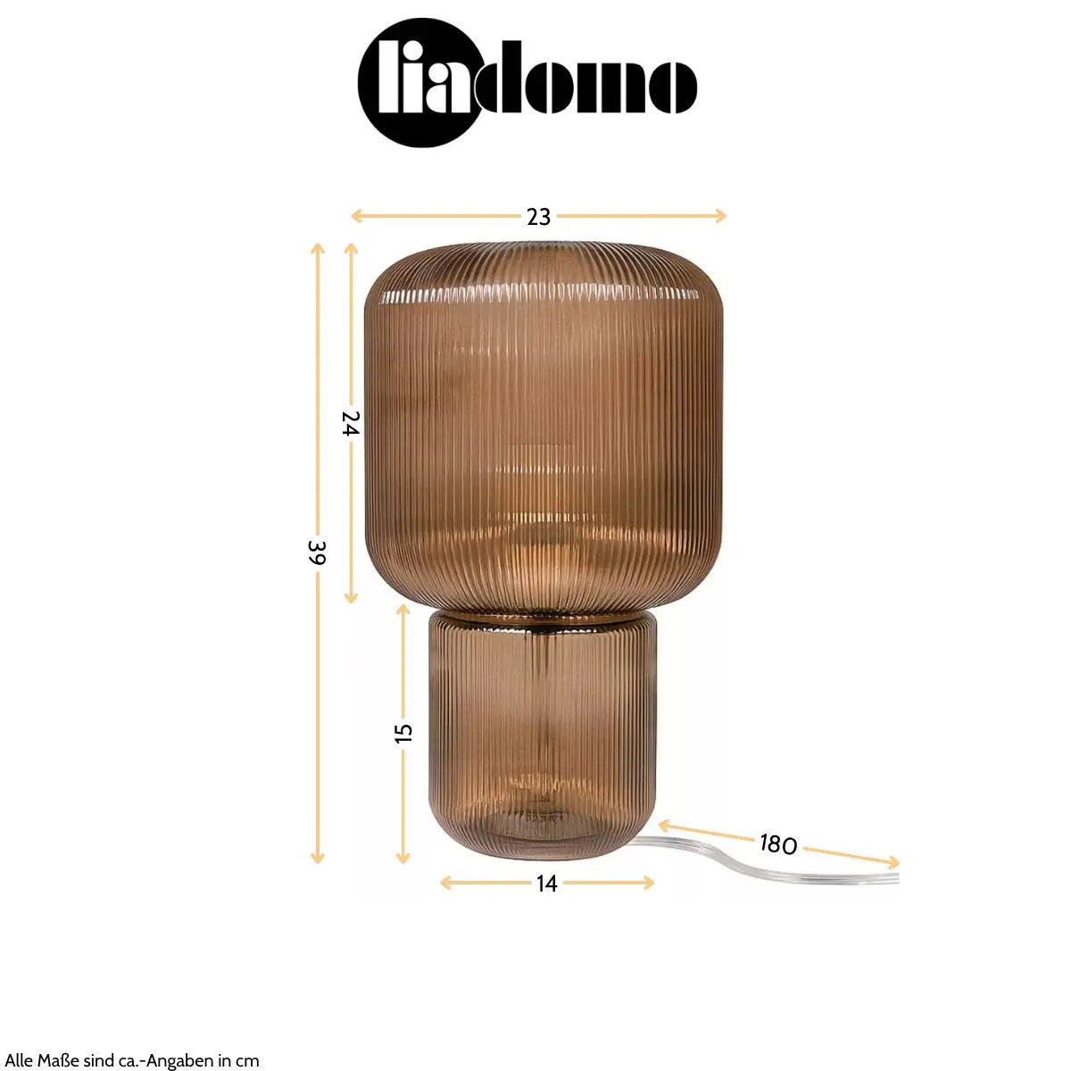 B-Ware Liadomo Tischleuchte Lampe Aya Glas Stimmungslicht Getönter Transparent - 4252008714878