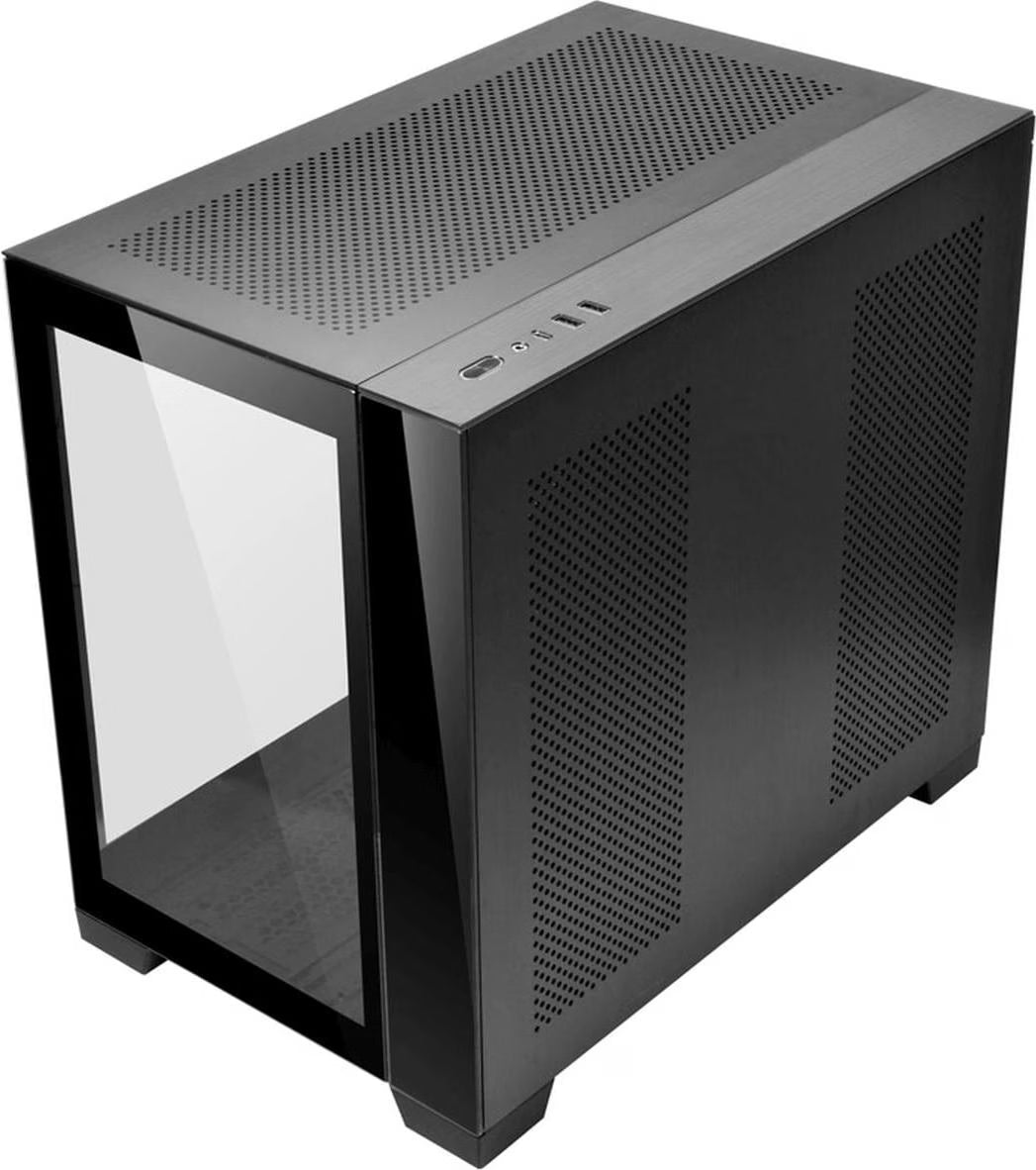 Lian Li PC Gehäuse Mini Tower Computergehäuse Schwarz Seitenfenster USB C - 4718466011176