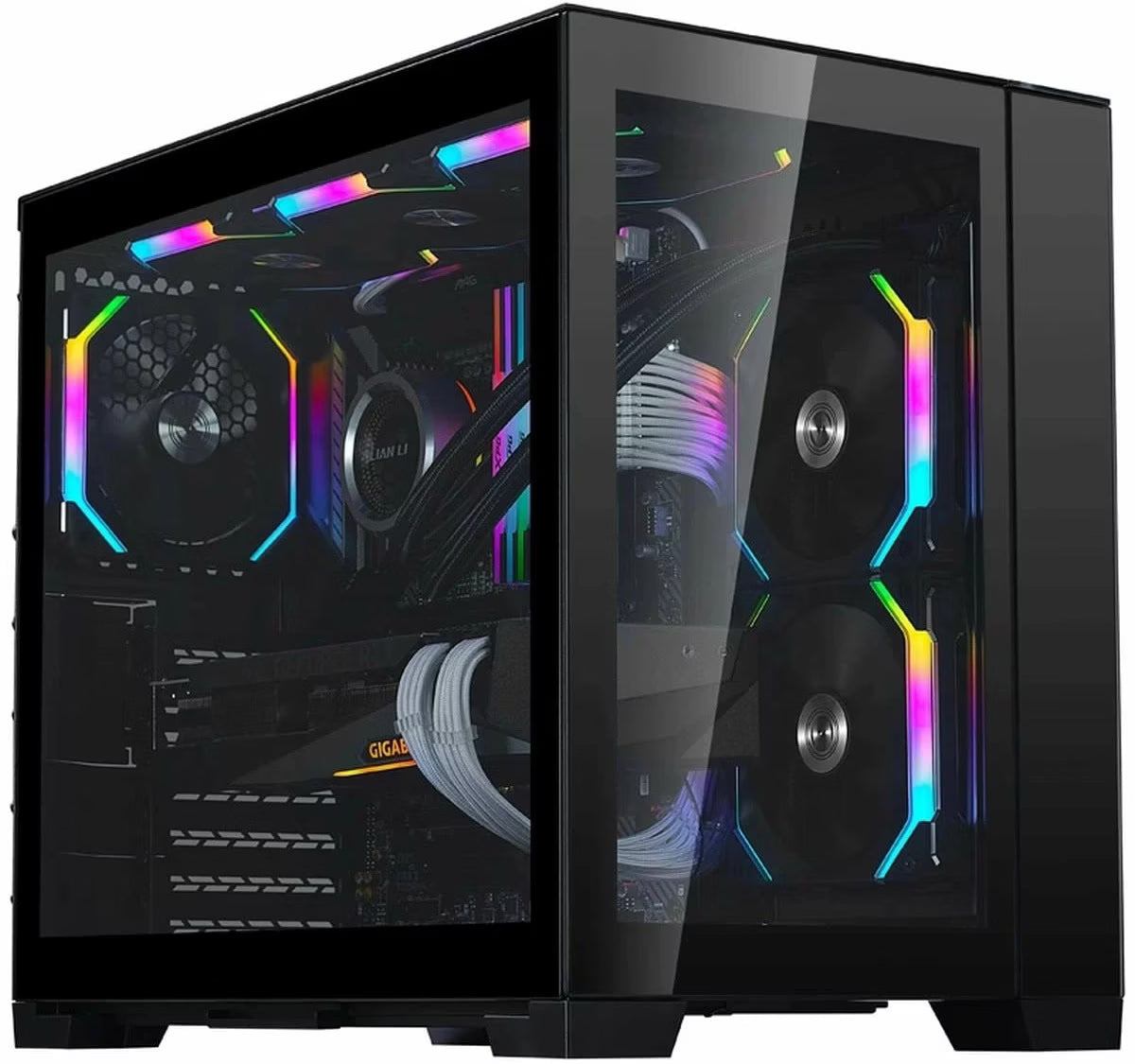 Lian Li PC Gehäuse Mini Tower Computergehäuse Schwarz Seitenfenster USB C - 4718466011176
