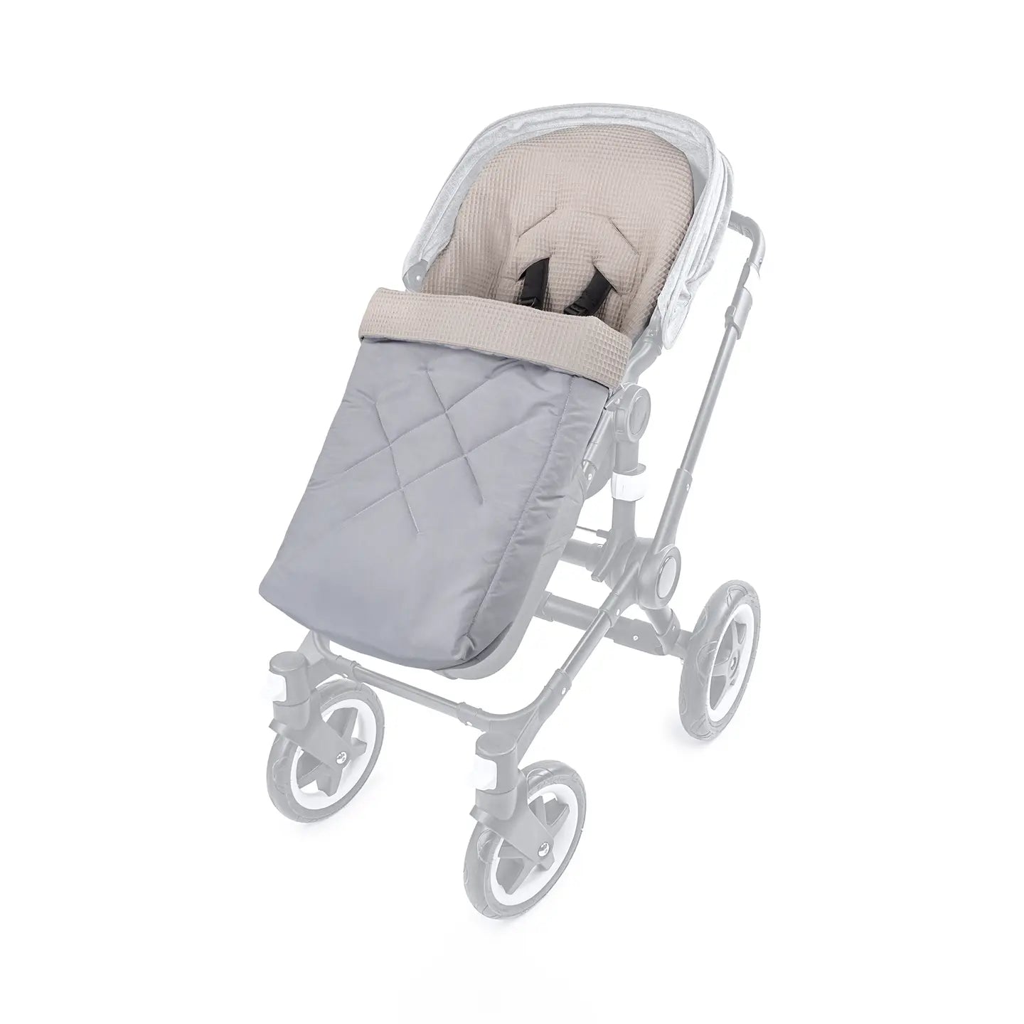 B-Ware Liebes Von Priebes Fußsack Schlafsack Mila Waffelpiqué Buggy Natur Grau - 4250569126369