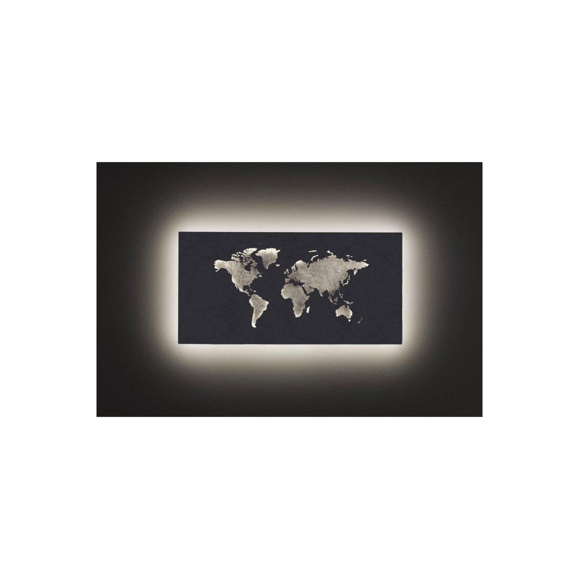 WOFI LED Wandlampe LINDA Wandleuchte Weltkarte Wanddekoration Metall silber137 - 4003474391465