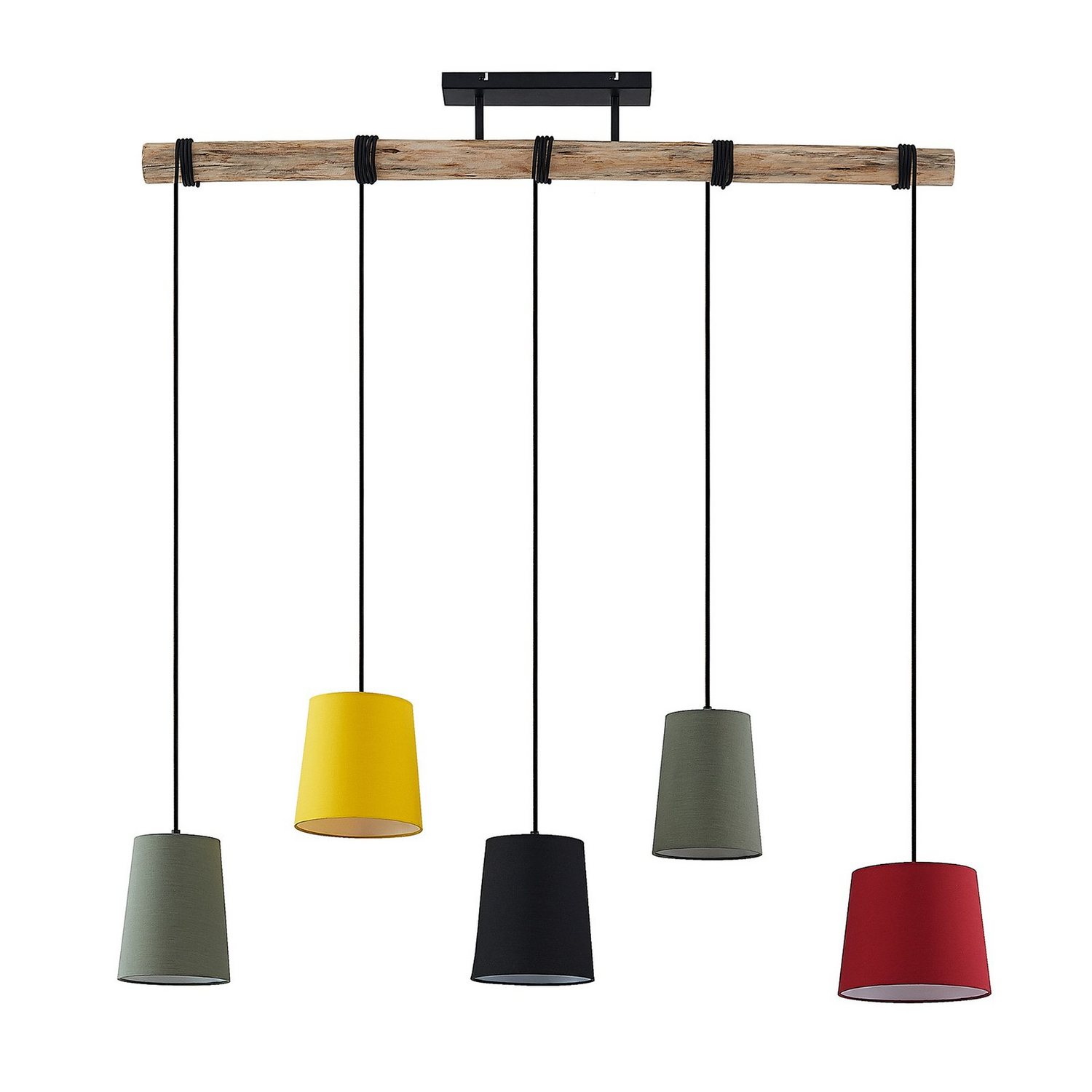 B-Ware Lindby Amilia Hängeleuchte Hängelampe Lampe Leuchte 5 Fl. E27 Holz Eisen Bunt