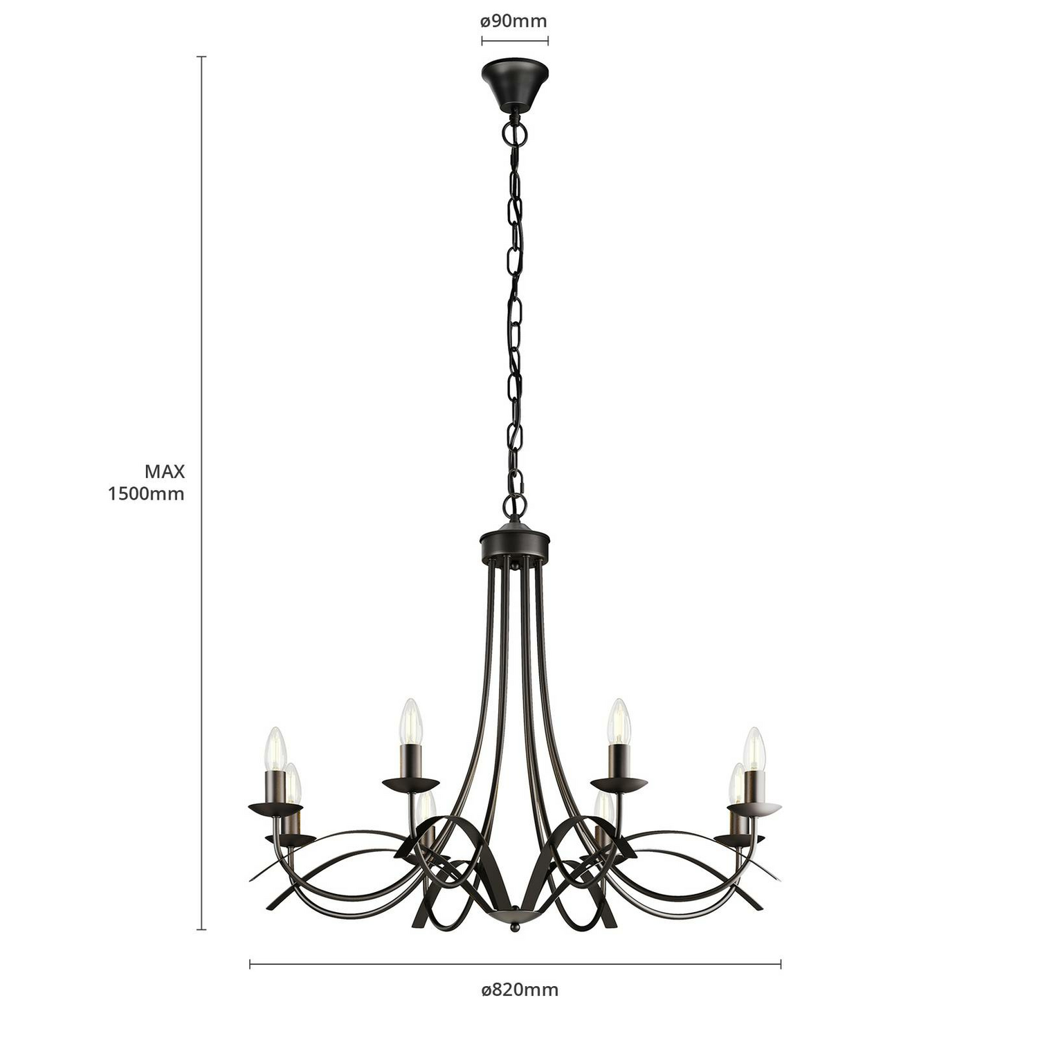 B-Ware Lindby Amonja Kronleuchter Deckenlampe Lampe Leuchte 8 Flammig E14 Antik Braun - 4251096578225