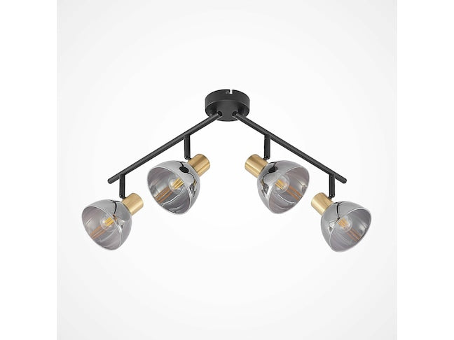 Lindby Aniol Deckenstrahler vierflammig Glas grau schwarz Deckenlampe Lampe E14 - 4251911701197