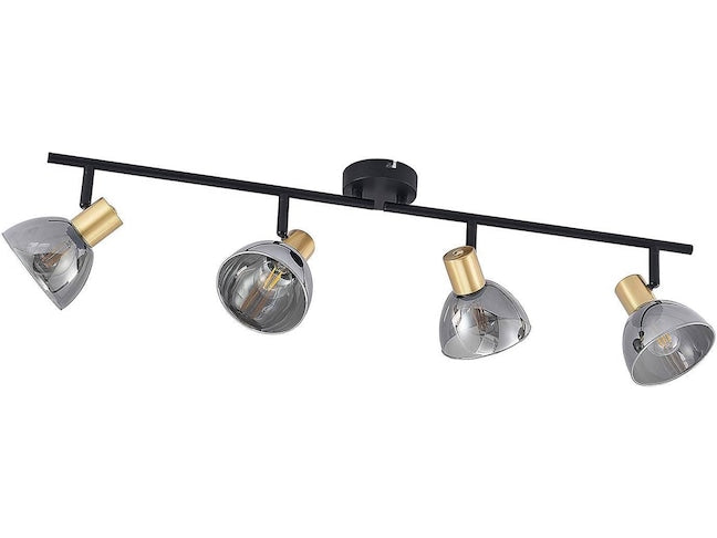 Lindby Aniol Deckenstrahler vierflammig Glas grau schwarz Deckenlampe Lampe E14 - 4251911701197