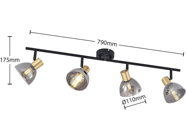 B-Ware Lindby Aniol Deckenstrahler Vierflammig Glas Grau Schwarz Deckenlampe Lampe E14 - 4251911701197