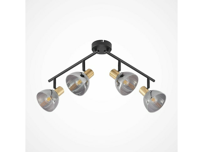 B-Ware Lindby Aniol Deckenstrahler Vierflammig Glas Grau Schwarz Deckenlampe Lampe E14 - 4251911701197