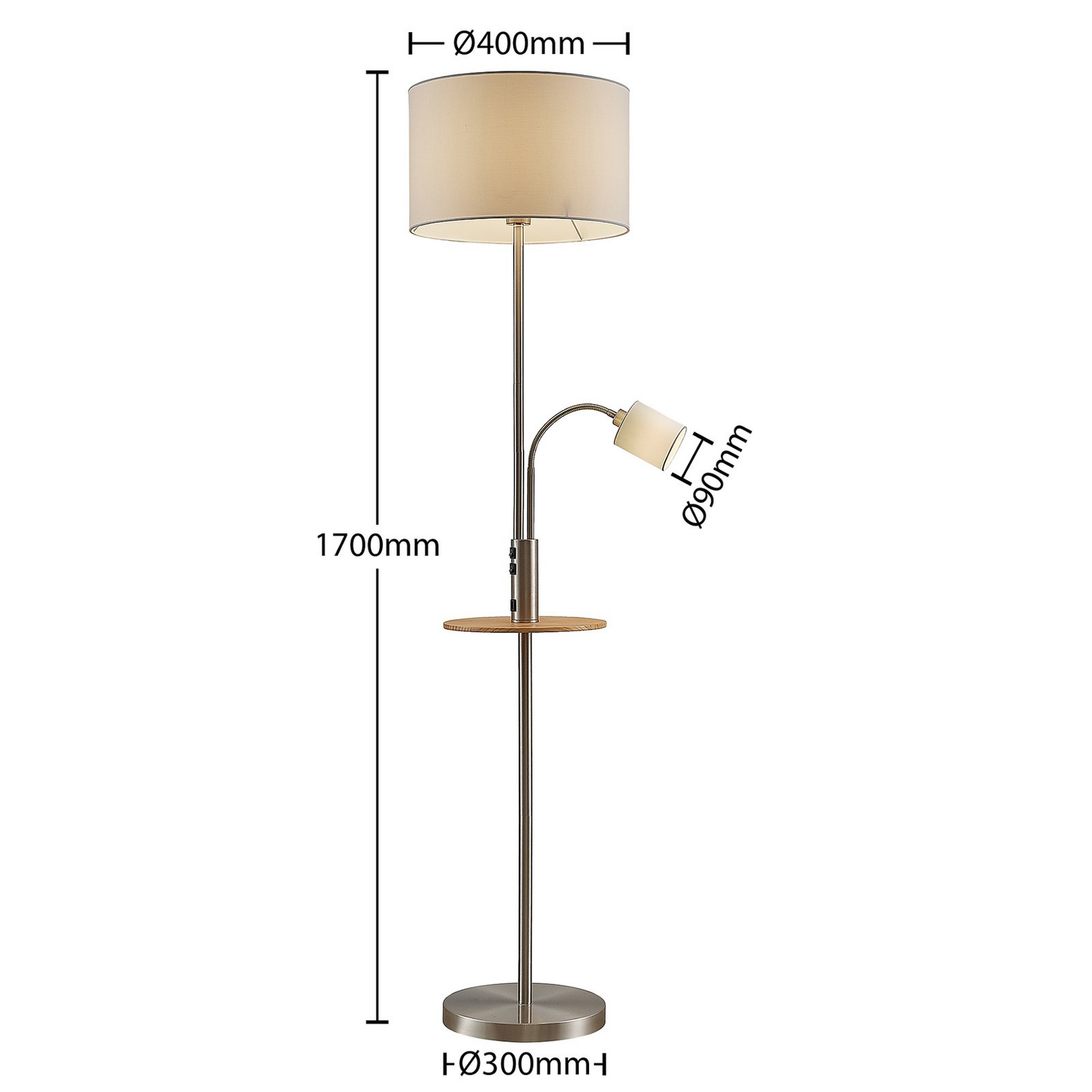 Lampadaire Lindby Aovan de qualité B, lampe sur pied, lampe de lecture, éclairage indirect, E27