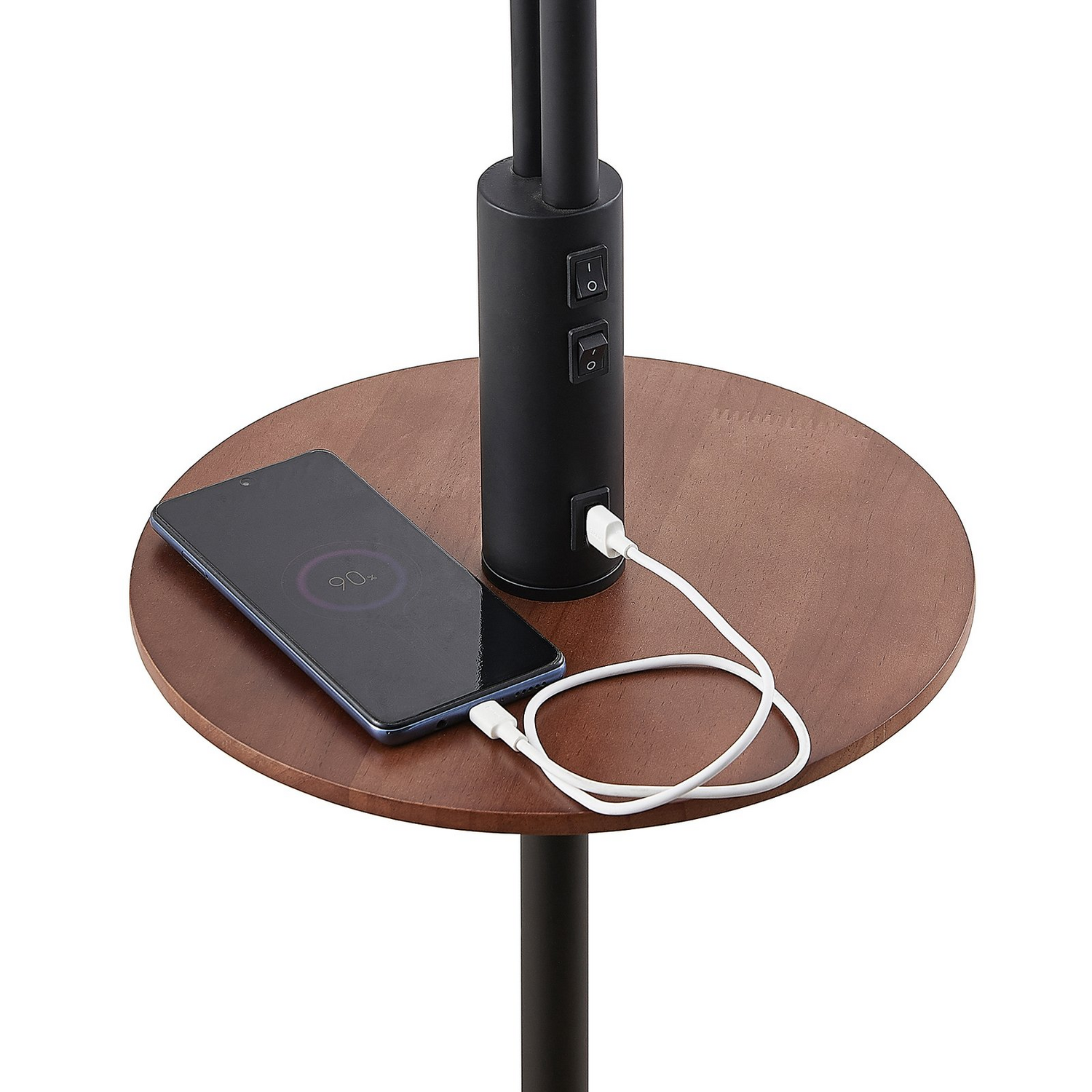 Lampadaire Lindby Aovan de seconde qualité, lampe sur pied, éclairage, étagère et port USB, noir 210