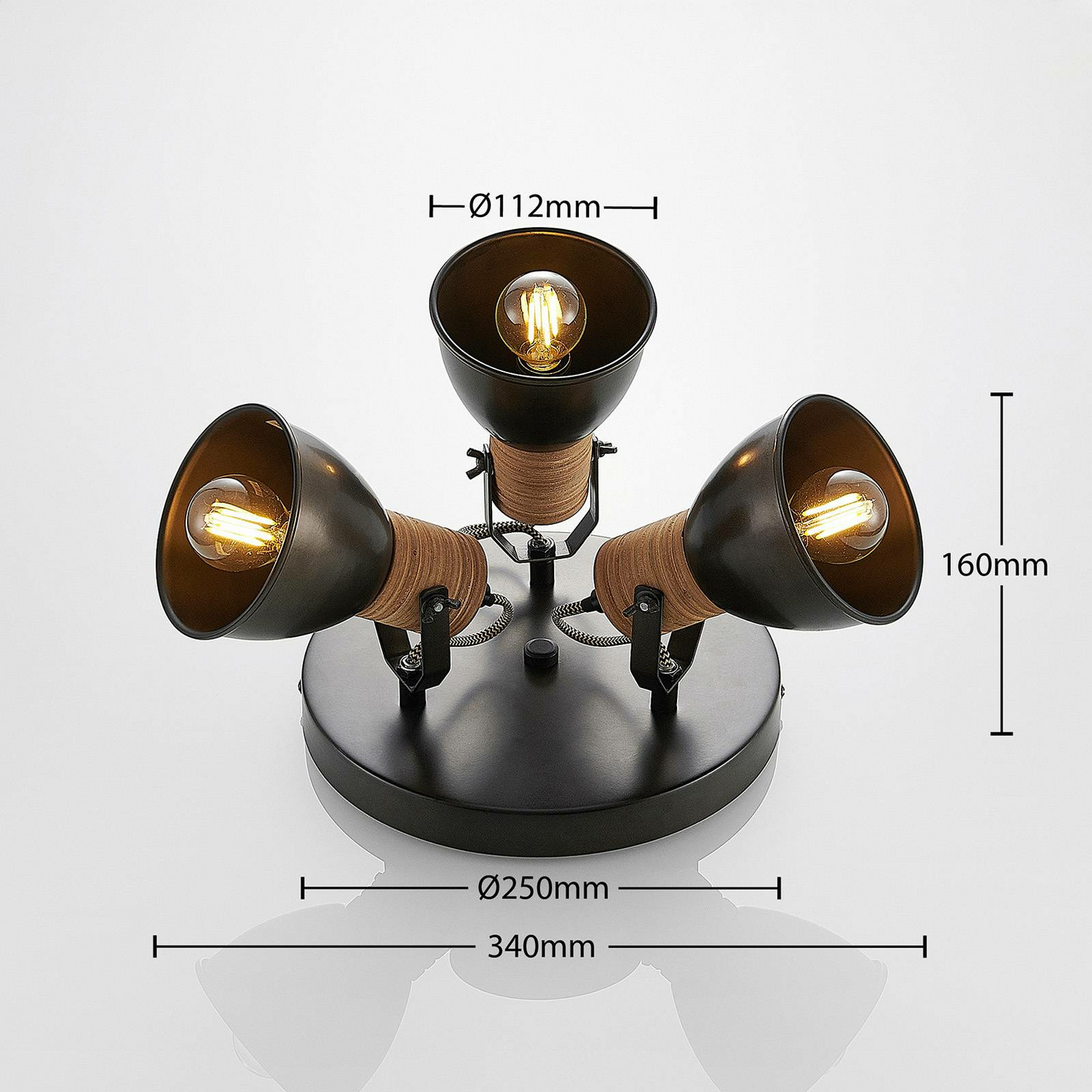B-Ware Lindby Arina Deckenrondell Rund Holz 3 Fl. Deckenlampe Deckenstrahler Strahler - 4251096565959