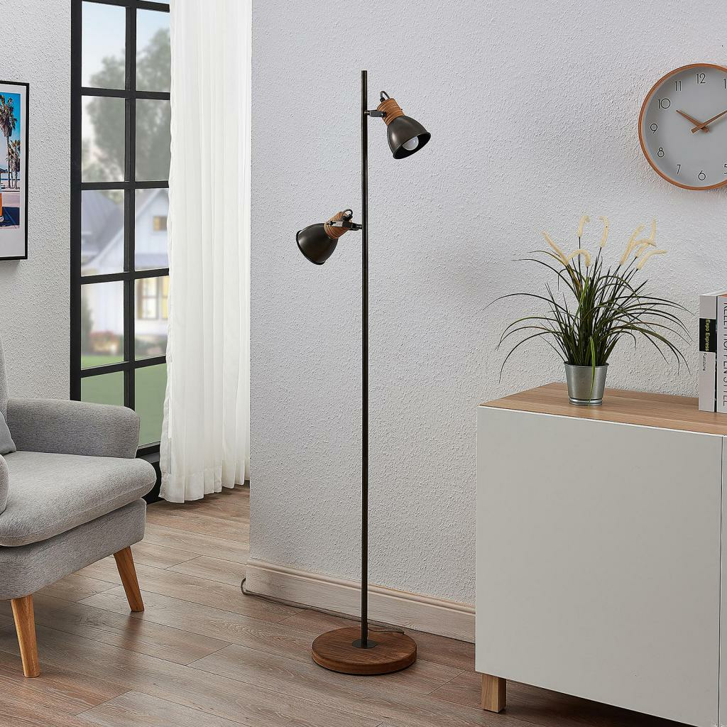 B-Ware Lindby Arina Stehleuchte Stehlampe Lampe Leuchte Innenraumlampe Holz Zweiflammig - 4251096565997