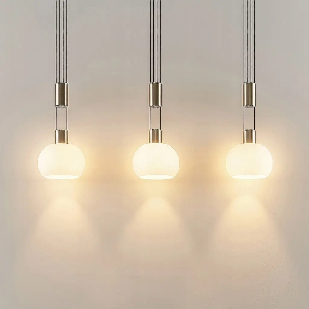 B-Ware Dreiflammige Led Pendellampe Hängeleuchte Lindby Aurell Glas Nickel Esszimmer67 - 4251096573312