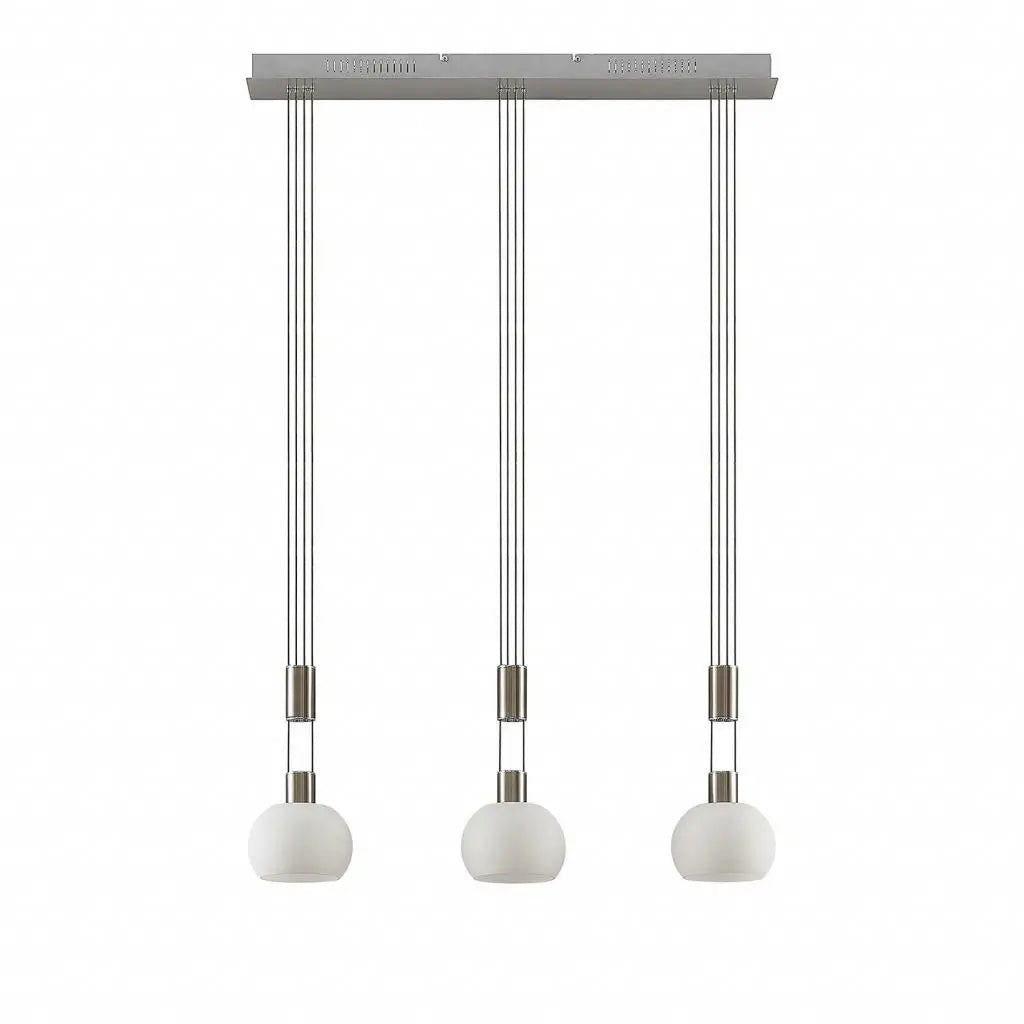 B-Ware Dreiflammige Led Pendellampe Hängeleuchte Lindby Aurell Glas Nickel Esszimmer67 - 4251096573312