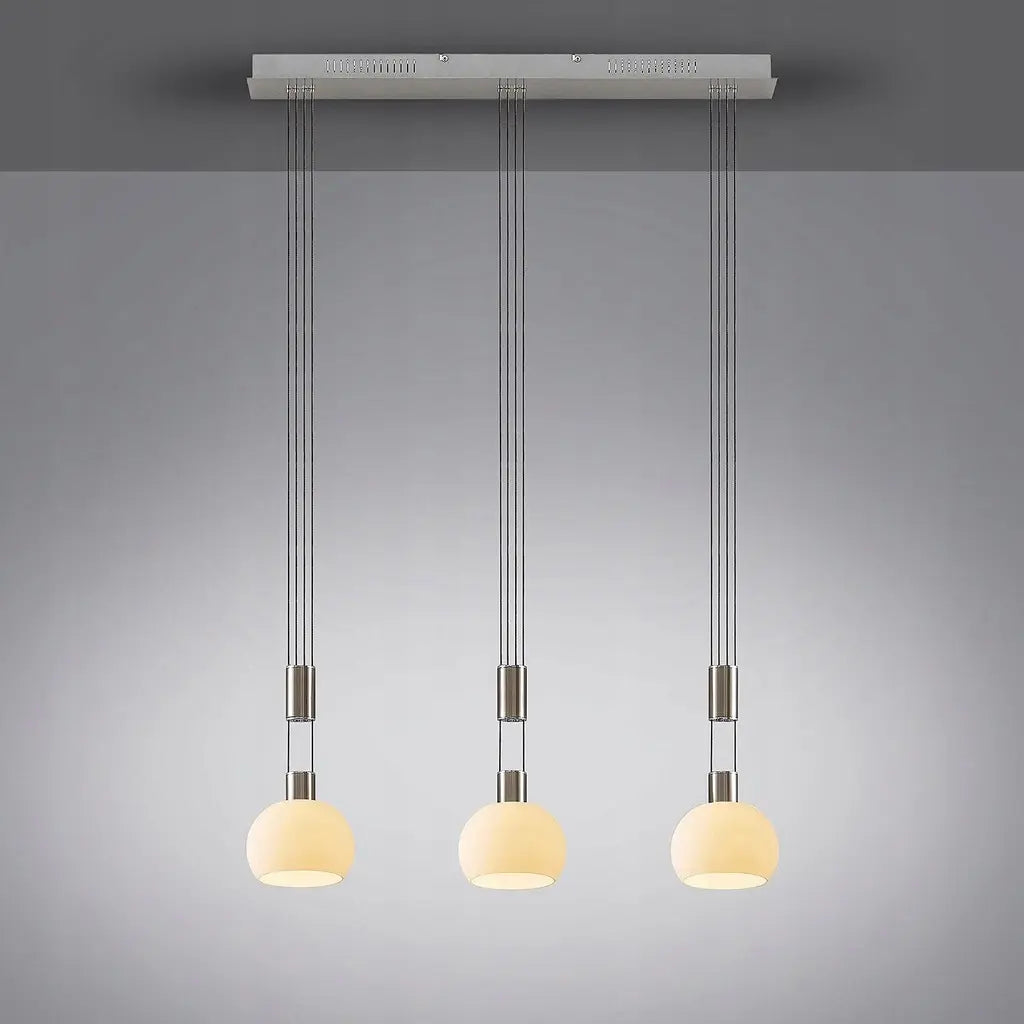 B-Ware Dreiflammige Led Pendellampe Hängeleuchte Lindby Aurell Glas Nickel Esszimmer67 - 4251096573312