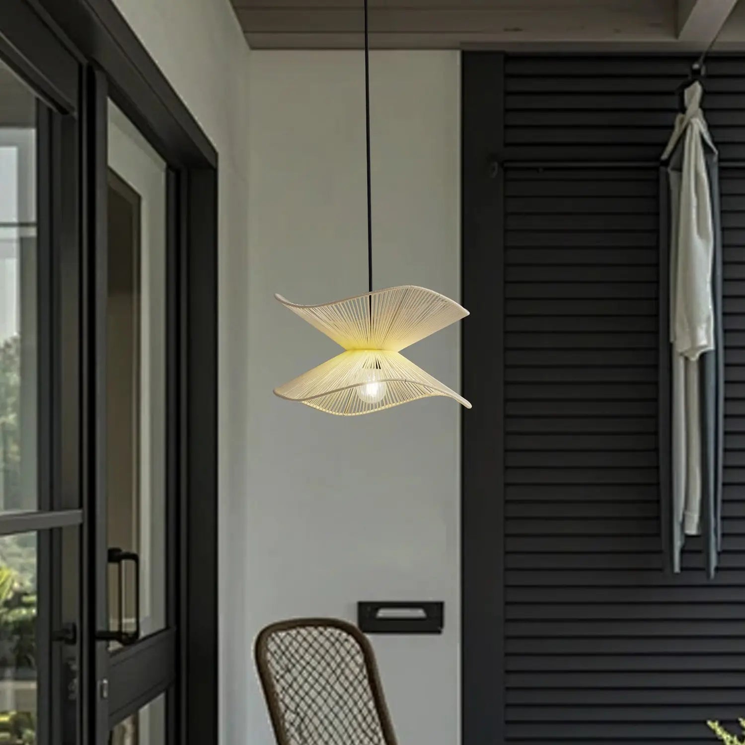 B-Ware Lindby Außenpendelleuchte Hängelampe Valdorin Beige Baumwolle Ip44 - 4251911797992