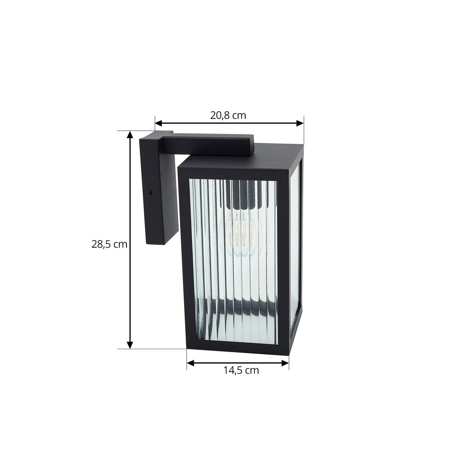 B-Ware Lindby Außenwandleuchte Wandlampe Außenleuchte Bolgar Schwarz Metall Glas 15cm