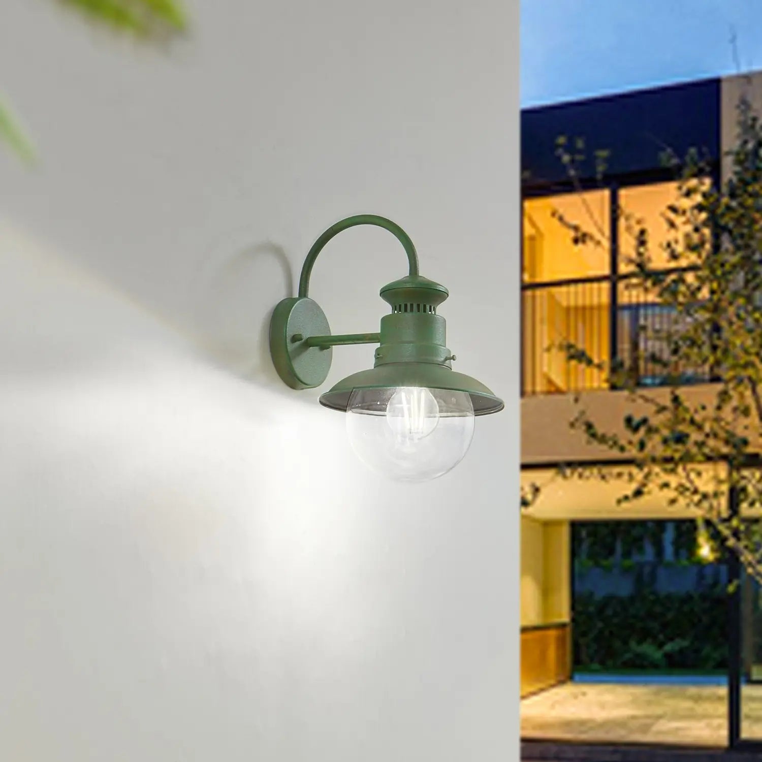 B-Ware Lindby Außenwandleuchte Außenlampe Celinor Grün Stahl E27 - 4251911786743
