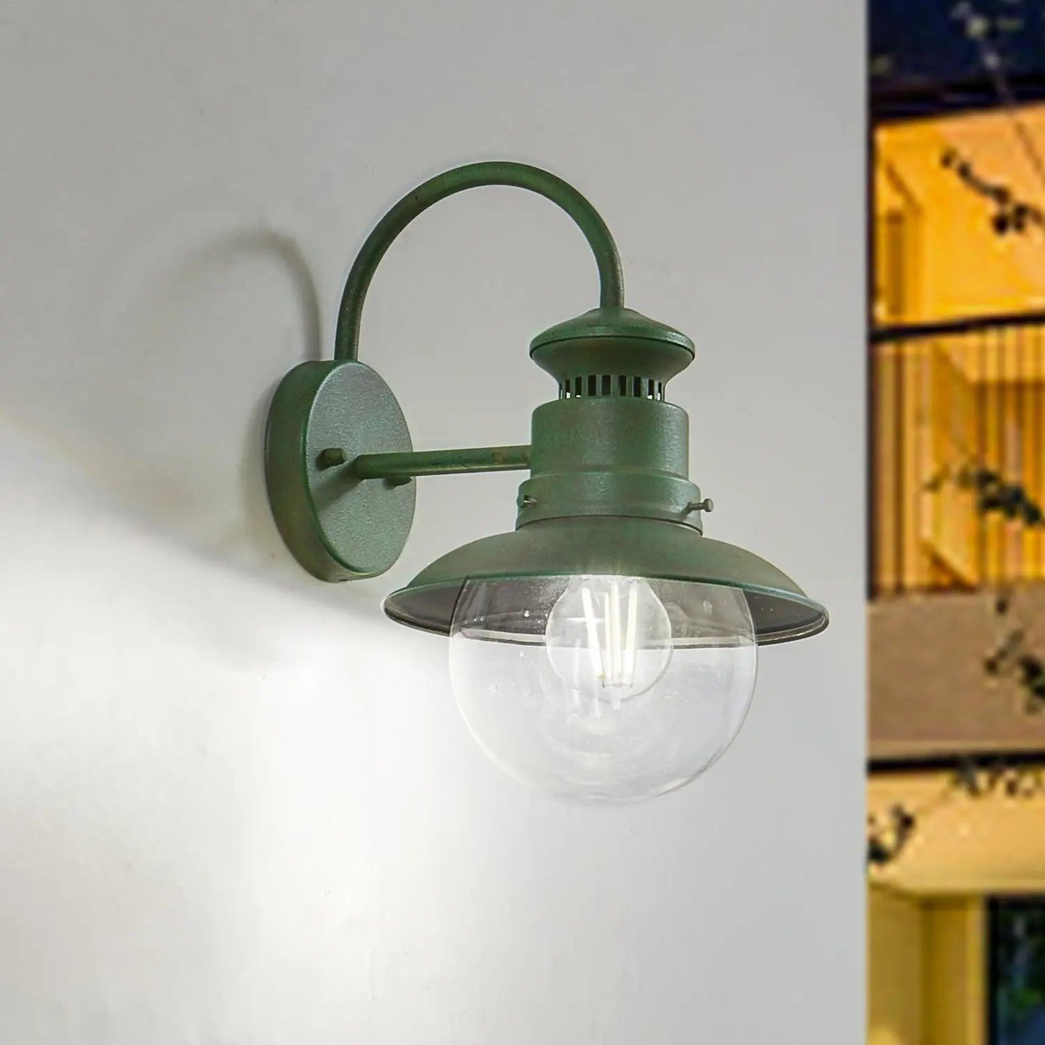 B-Ware Lindby Außenwandleuchte Außenlampe Celinor Grün Stahl E27 - 4251911786743