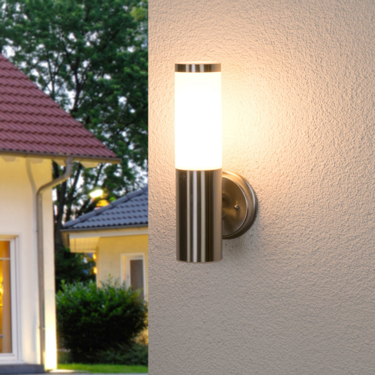 B-Ware Lindby Kristof Außen Wandleuchte Außenwandleuchte Gartenleuchte Edelstahl E27 Wei - 4251096517750