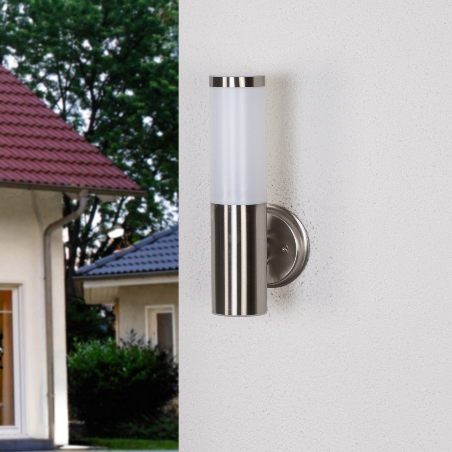 B-Ware Lindby Kristof Außen Wandleuchte Außenwandleuchte Gartenleuchte Edelstahl E27 Wei - 4251096517750